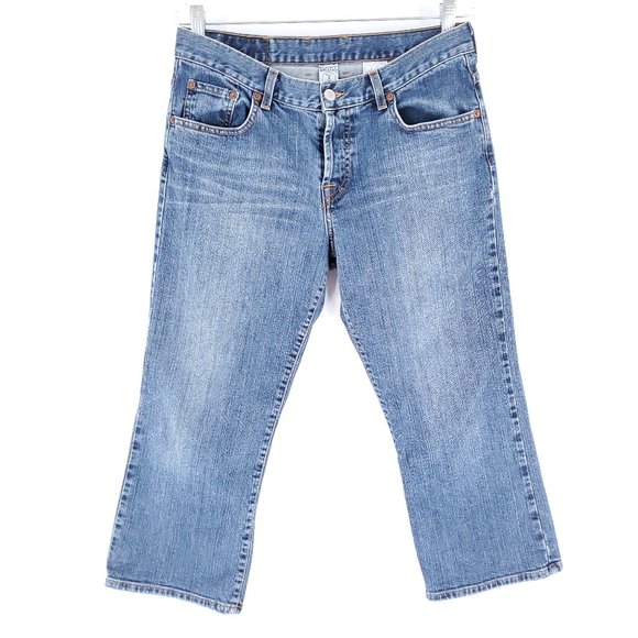 Lucky Brand Women Jean Button Fly Mid Rise Cropped Blue 8 (30x23) - made in USA - Picture 1 of 8